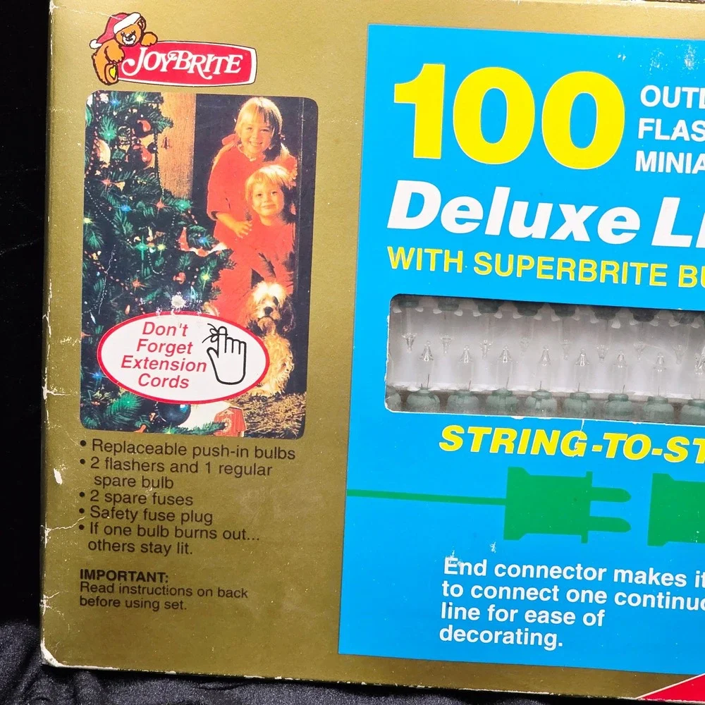 Vintage JoyBrite 100 Count Outdoor Indoor Flashing Regular Miniature‎ Light Set